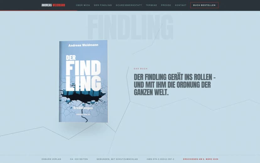 Buchbereich zu „Der Findling“ mit Verlagsdaten