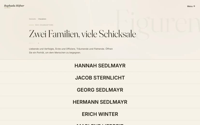Charakterübersicht der beiden Familien mit Profilen